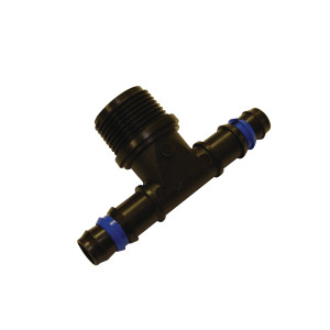 Teu pentru tub pentru irigatii prin picurare, cu inel de siguranta, filet exterior 3/4", negru, polipropilena, set 2 buc