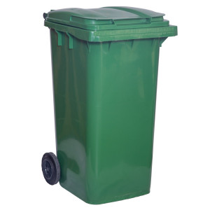 Tomberon gunoi, europubela, cu capac, polietilena, verde, 240 litri