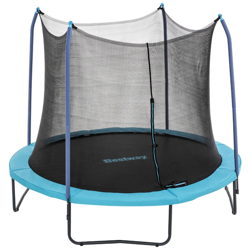 Trambulina copii Bestway Xtreme Air 59103, structura metal, cu sistem de protectie, D 305 cm, negru + albastru