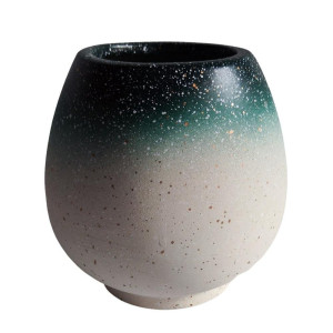 Vaza decorativa, 26-2-2170, ceramica, verde + alb, H 14 cm