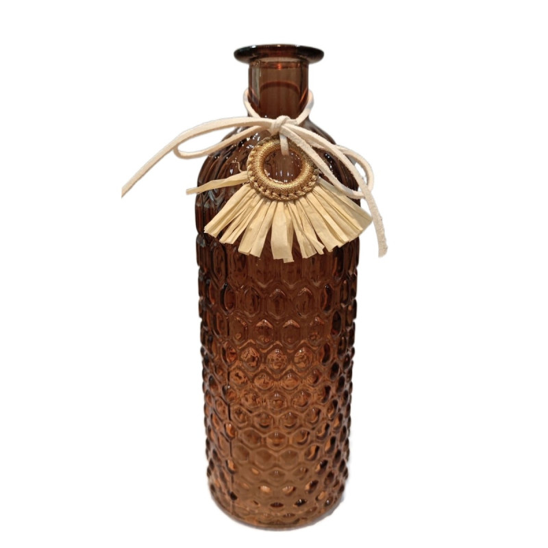 Vaza decorativa CD0021S-1, sticla, maro, 7 x 20 cm