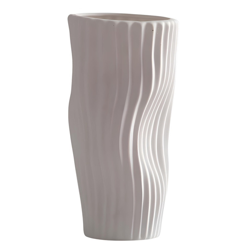 Vaza decorativa NG005, ceramica, ivoriu, 24.5 cm
