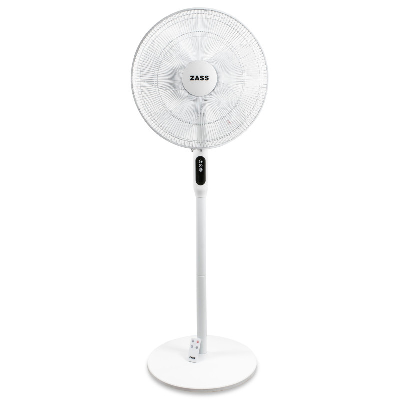 Ventilator cu picior Zass ZFTRA 1608, 55 W, 3 viteze, diametru 41 cm, functie de oscilatie 90 grade, lame transparente cu 5 arip