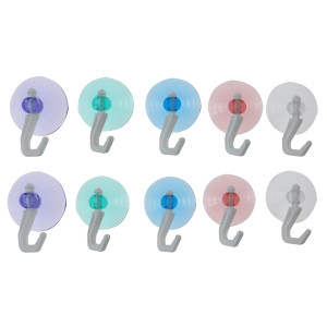 Ventuze cu carlig, multicolor, plastic, 10 buc / set