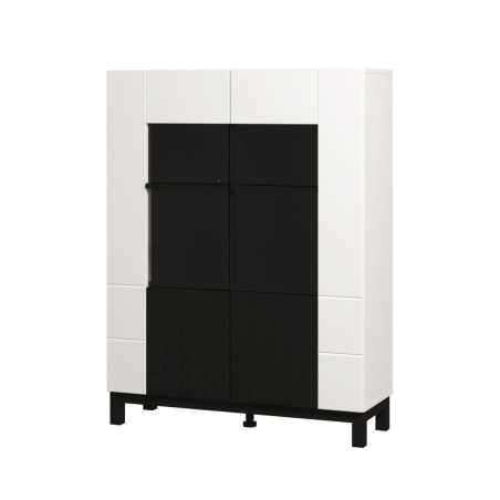 Vitrina living Sarthe 2K VS1, cu usa sticla, alb + folie neagra, 96 x 35 x 127.5 cm, 2C