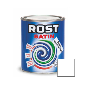 Vopsea alchidica pentru lemn / metal, Rost Satin, interior / exterior, alb, 0.6 L