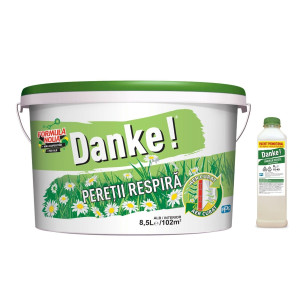 Vopsea lavabila interior, Danke - peretii respira, alba, 8.5 L + amorsa 2 L