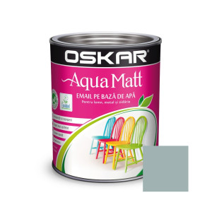 Vopsea pentru lemn / metal, Oskar Aqua Matt, interior / exterior, pe baza de apa, gri creativ, 0.6 L