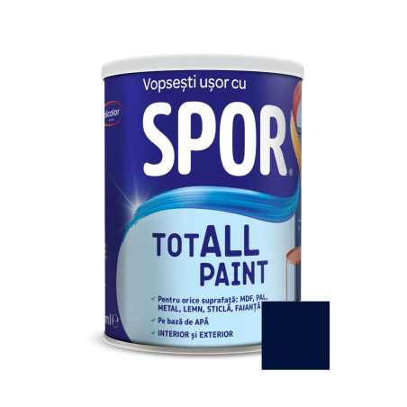 Vopsea pentru lemn / metal / sticla, Spor Totall Paint, pe baza de apa, interior / exterior, anthracite / gri antracit, 0.6 L