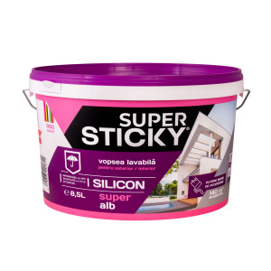 Vopsea superlavabila exterior, Super Sticky, alba, 8.5 L