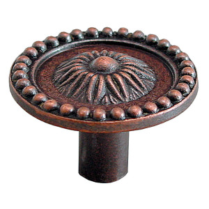 Buton pentru mobila, metalic, cupru antic, M 482.12.28, 26 x 20 mm