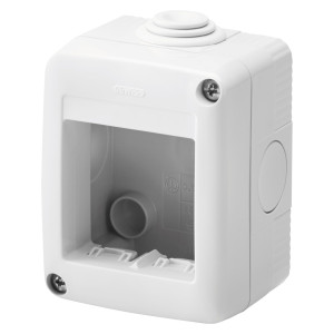Cadru aparent Gewiss GW27002, 2 module, IP40, gri, pentru priza / intrerupator