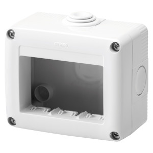 Cadru aparent Gewiss GW27003, 3 module, IP40, gri, pentru priza / intrerupator