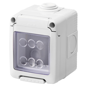 Cadru aparent Gewiss System GW27042, 2 module, IP55, gri, pentru priza / intrerupator