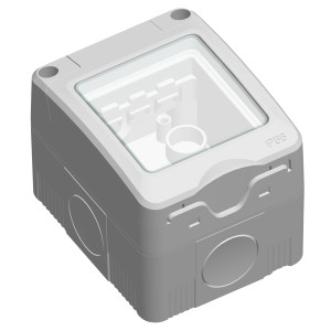 Cadru aparent Hoff, 2 module, IP55, gri, pentru priza / intrerupator