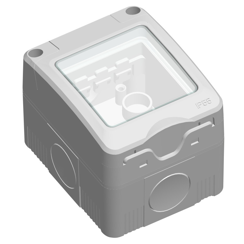 Cadru aparent Hoff, 2 module, IP55, gri, pentru priza / intrerupator
