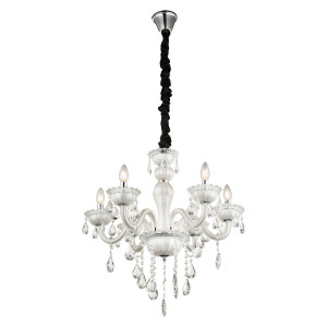 Candelabru Teejay 64118-6, 6 x E14, cu decoratiuni transparente, vintage