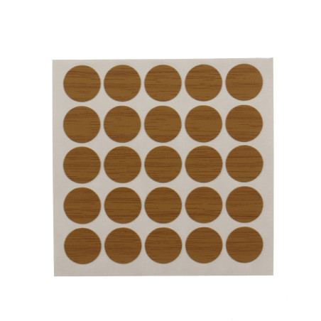 Capac mascare suruburi mobila, 12 mm, stejar, set 100 bucati
