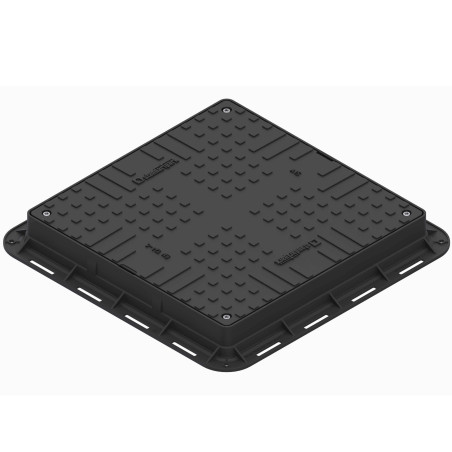 Capac PP negru, necarosabil A15, 700 x 700 x 80 mm, 4 inchideri