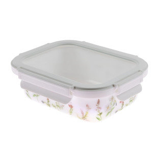 Caserola alimente, 0RC065-GL, sticla termica, dreptunghiulara, alb + multicolor, 0.68 L
