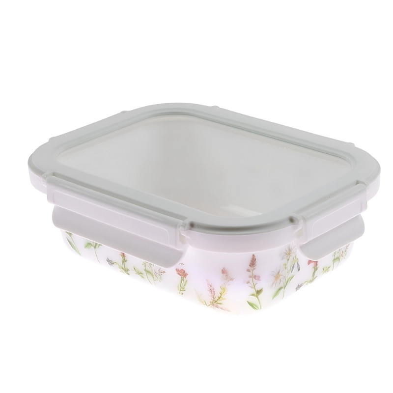 Caserola alimente, 0RC065-GL, sticla termica, dreptunghiulara, alb + multicolor, 0.68 L