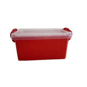 Caserola alimente, Criss, plastic, dreptunghiulara, rosu, 1 L, cu manere