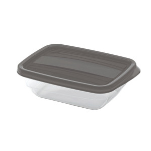 Caserola alimente, Curver Vedo, plastic, dreptunghiulara, transparent + gri, 0.5 L