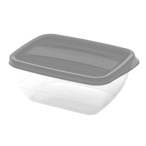 Caserola alimente, Curver Vedo, plastic, dreptunghiulara, transparent + gri, 0.75 L