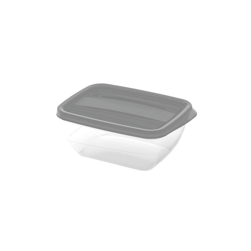 Caserola alimente, Curver Vedo, plastic, dreptunghiulara, transparent + gri, 0.75 L