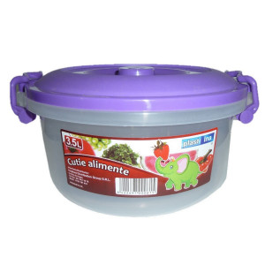 Caserola alimente, Inaplast, plastic, rotunda, transparenta, 3.5 L, cu manere