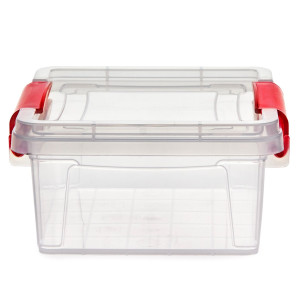 Caserola alimente, Mara, plastic, patrata, transparenta, 0.35 L, cu manere
