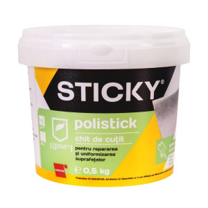 Chit de cutit pentru lemn, zidarie si rigips, Sticky Polistick, interior / exterior, stejar inchis, 0.5 kg