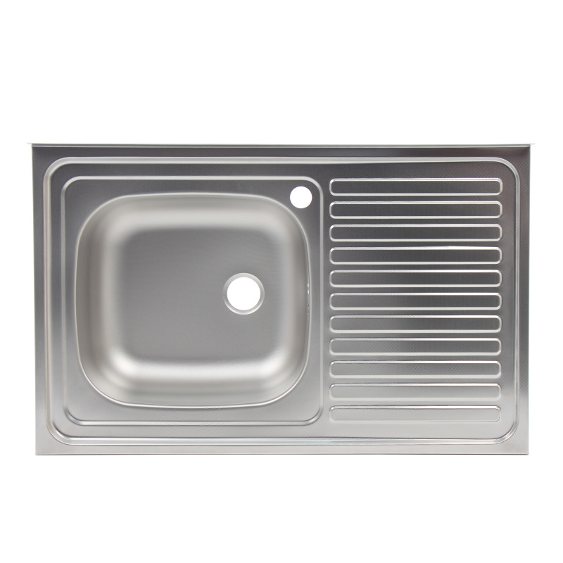 Chiuveta bucatarie inox anticalcar Doruq 1602, dreptunghiulara, cuva pe stanga, 80 x 50 cm, adancime cuva 15 cm