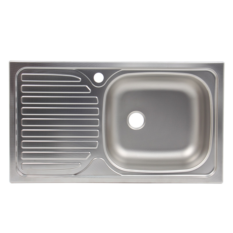 Chiuveta bucatarie inox anticalcar Doruq 1654, dreptunghiulara, cuva pe dreapta, 76 x 43.5 cm, adancime cuva 15 cm