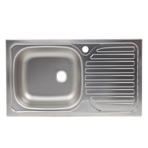 Chiuveta bucatarie inox anticalcar Doruq 1654, dreptunghiulara, cuva pe stanga, 76 x 43.5 cm, adancime cuva 15 cm