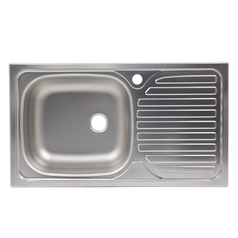 Chiuveta bucatarie inox anticalcar Doruq 1654, dreptunghiulara, cuva pe stanga, 76 x 43.5 cm, adancime cuva 15 cm