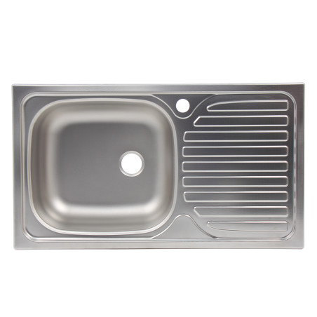 Chiuveta bucatarie inox anticalcar Doruq 1654, dreptunghiulara, cuva pe stanga, 76 x 43.5 cm, adancime cuva 15 cm