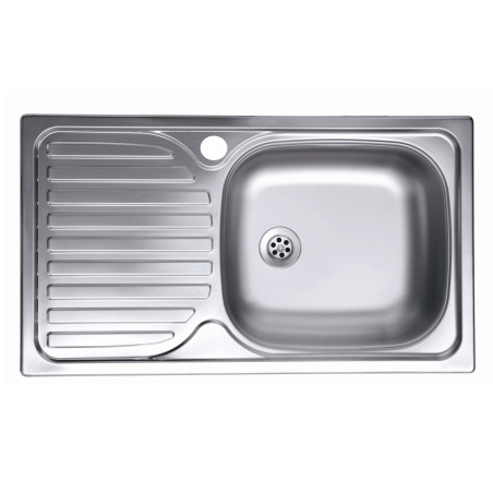 Chiuveta bucatarie inox satinat Doruq 1653 D, dreptunghiulara, cuva pe dreapta, 76 x 44 cm, adancime cuva 15 cm