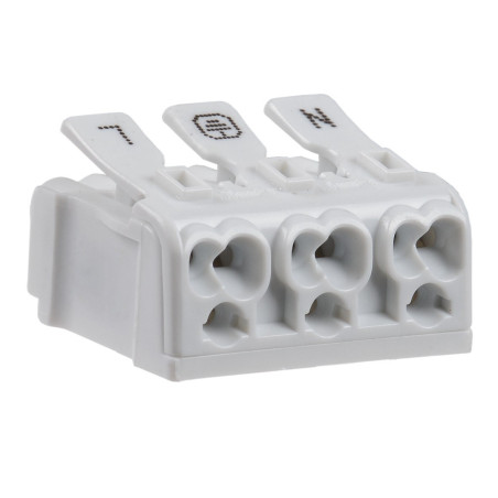 Clema rapida cu arc KSP3-L+N+PE, plastic + cupru stanat, set 10 bucati