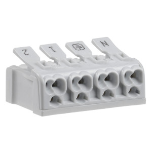 Clema rapida cu arc KSP4-2L+N+PE, plastic + cupru stanat, set 10 bucati