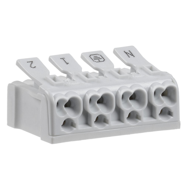 Clema rapida cu arc KSP4-2L+N+PE, plastic + cupru stanat, set 10 bucati