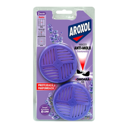 Agatatoare antimolii Aroxol, lavanda, 2 buc / pachet