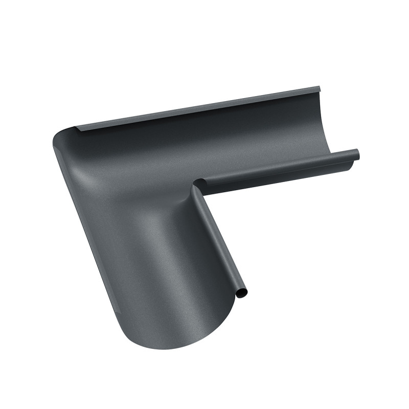 Coltar jgheab pentru sistem pluvial, interior Bilka, 90 grade, metalic, grafit (RAL 7024), mat, D 125 mm
