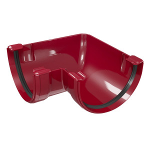 Coltar jgheab pentru sistem pluvial, Regenau, 90 grade, PVC, unghi interior / exterior, PVC, bordo, D 125 mm
