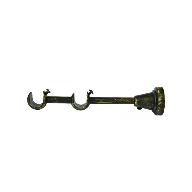 Consola galerie, dubla, deschisa, metal, 19 / 20 mm, auriu antic, 2 buc / set