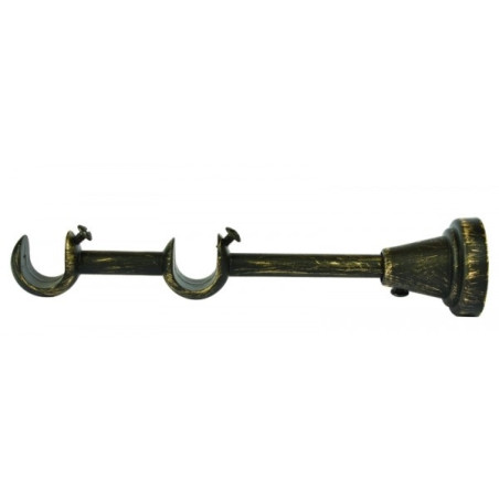 Consola galerie, dubla, deschisa, metal, 19 / 20 mm, auriu antic, 2 buc / set