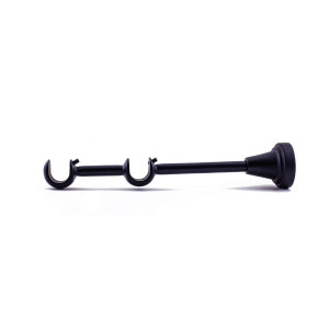 Consola galerie, dubla, deschisa, metal, 19 / 20 mm, negru, 2 buc / set