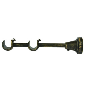 Consola galerie, dubla, deschisa, metal, 19 / 20 mm, negru auriu, 2 buc / set