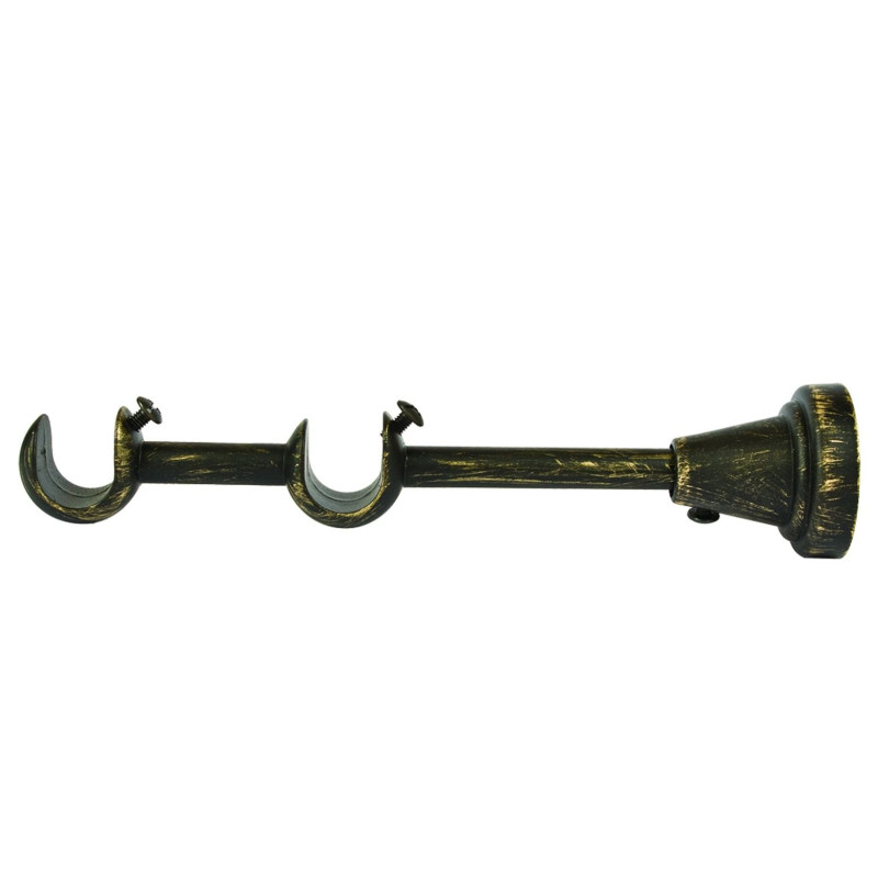 Consola galerie, dubla, deschisa, metal, 19 / 20 mm, negru auriu, 2 buc / set