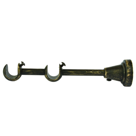 Consola galerie, dubla, deschisa, metal, 19 / 20 mm, negru auriu, 2 buc / set